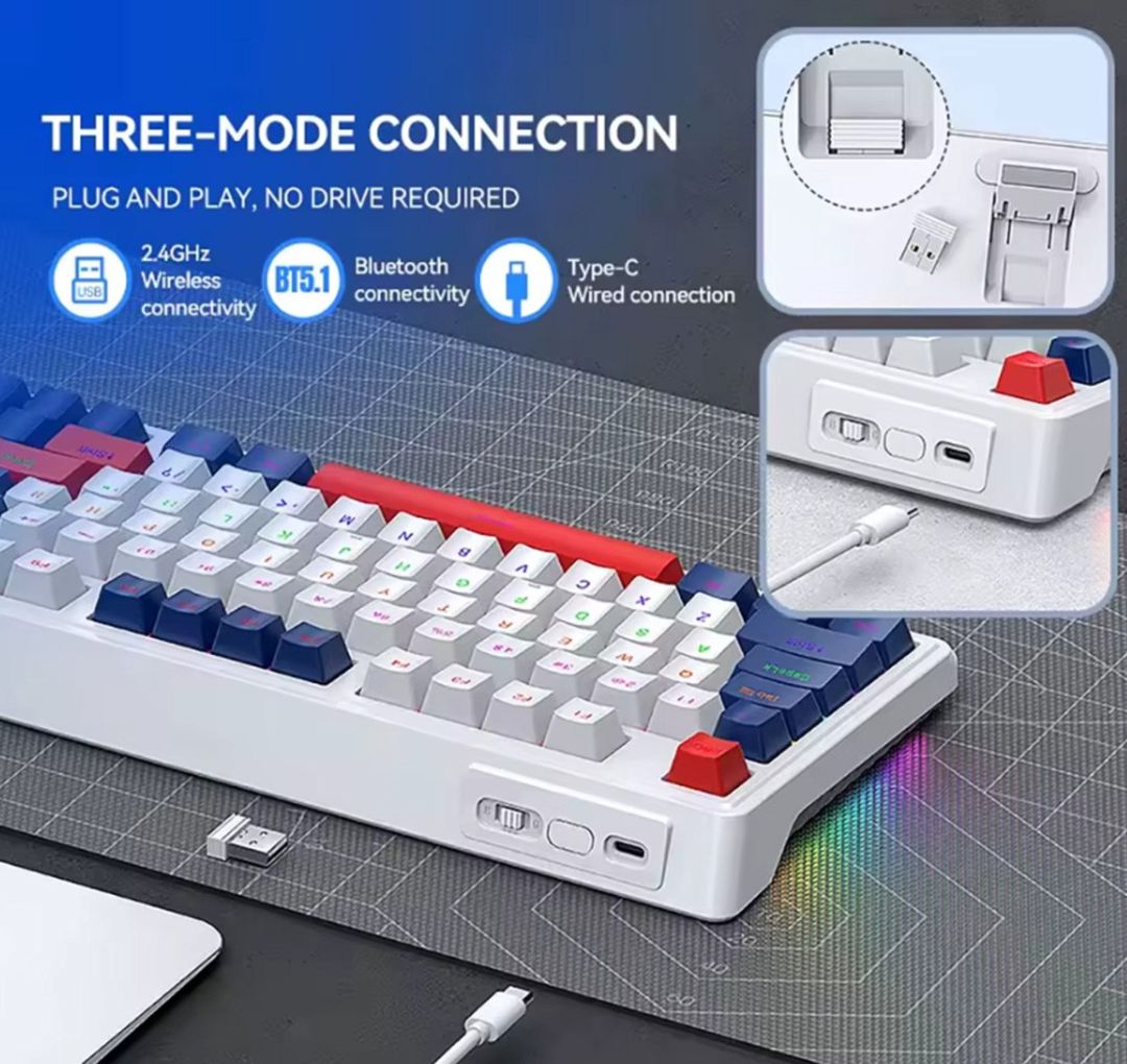 T-Wolf T78 Mexaniki Klavyatura ( Wifi+BT+USB ) — Elektronika, Bakı (2)