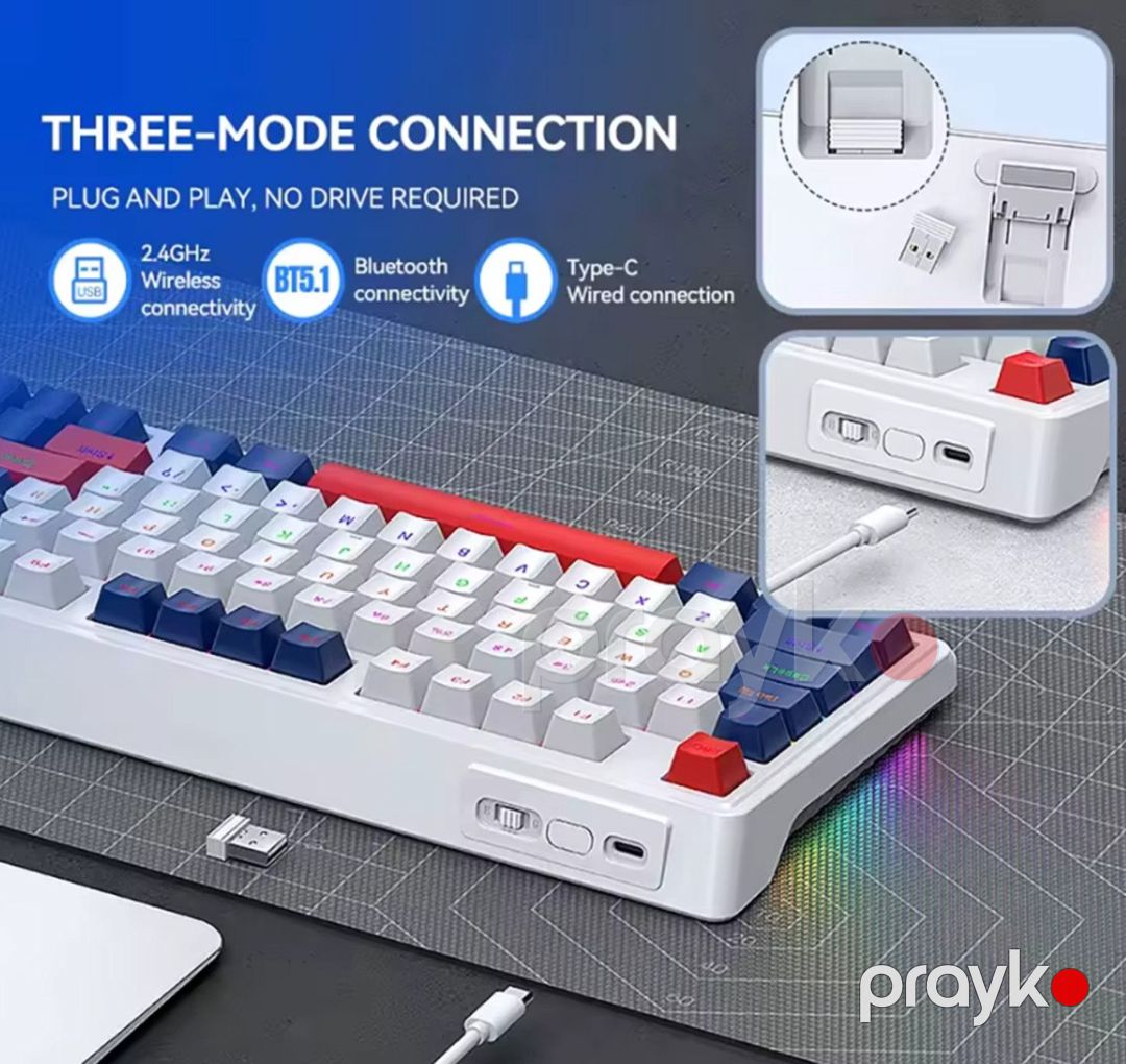 T-Wolf T78 Mexaniki Klavyatura ( Wifi+BT+USB ) — Elektronika, Bakı (2)