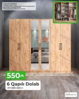6 qapılı geyim dolabı Xüsusiyyətlər: - Ölçü: 47×200×240 sm - — Mebel