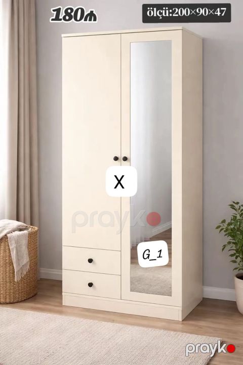Güzgülü paltar şkafı - Ölçü: 200 90 47 sm (şəkildə göstərilib) — Bakı
