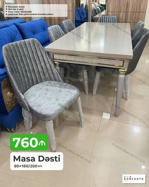 Məhsul: Masa Dəsti - Ölçülər: 90×160/200 sm (açılan mexanizm) - — Konforto Mebel — Çarpayılar