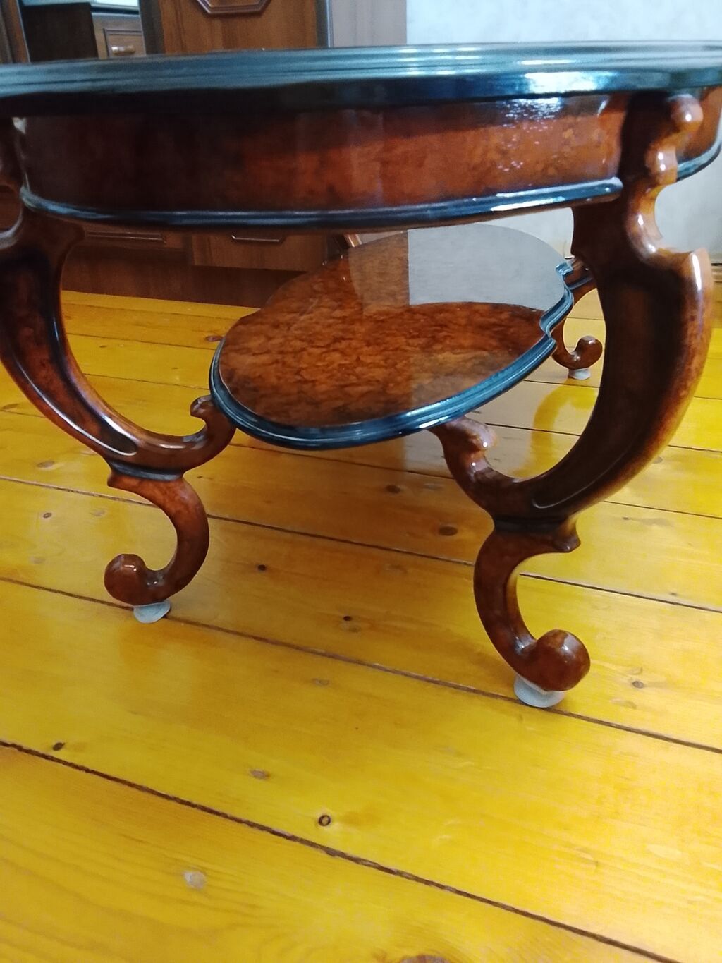 Oval masa, Açılmayan, Təkərsiz, Şüşə, Zəmanətsiz — Mebel, Bakı (6)