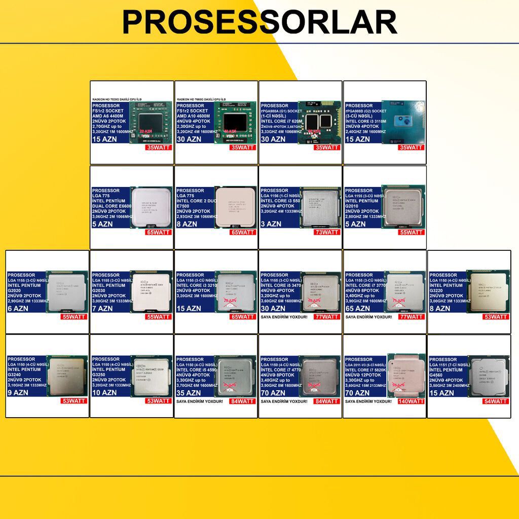 Prosessorlar Notebook üçün Prosessorlar ⭐LGA FS1r2 AMD A6-4400M