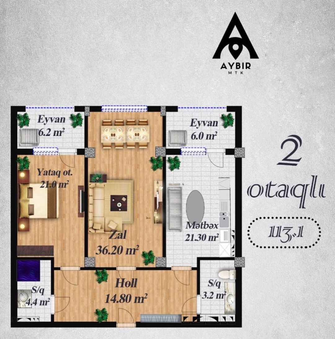 2-otaqlı yeni tikili, Təbriz küç., 113 m² — Mənzil, Bakı (2)