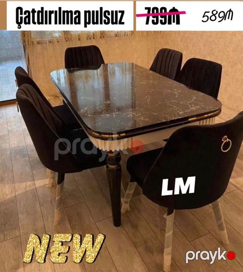 Kvadrat masa, Qonaq otağı üçün, 6 nəfər — Bakı