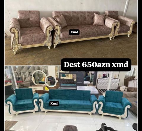 Klassik üslubda salon mebel dəsti - Tərkib: 3 nəfərlik divan + 2 ədəd