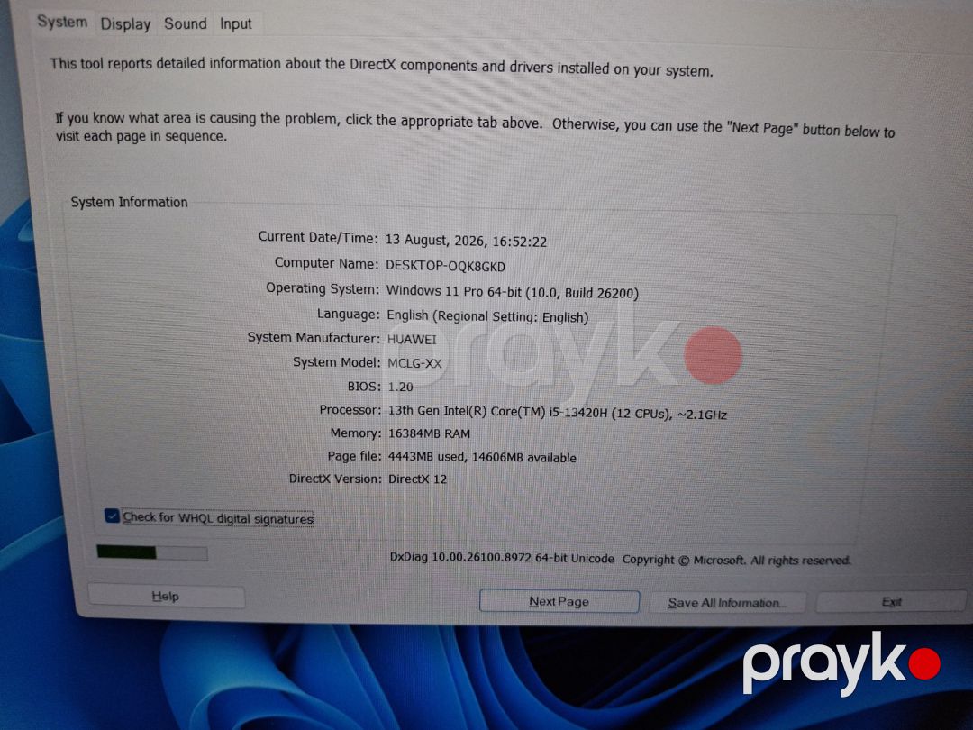 Huawei D16 i5 13420H Core i5-13420H, RAM 16GB, SSD 512GB, 16" — Elektronika, Bakı (7)