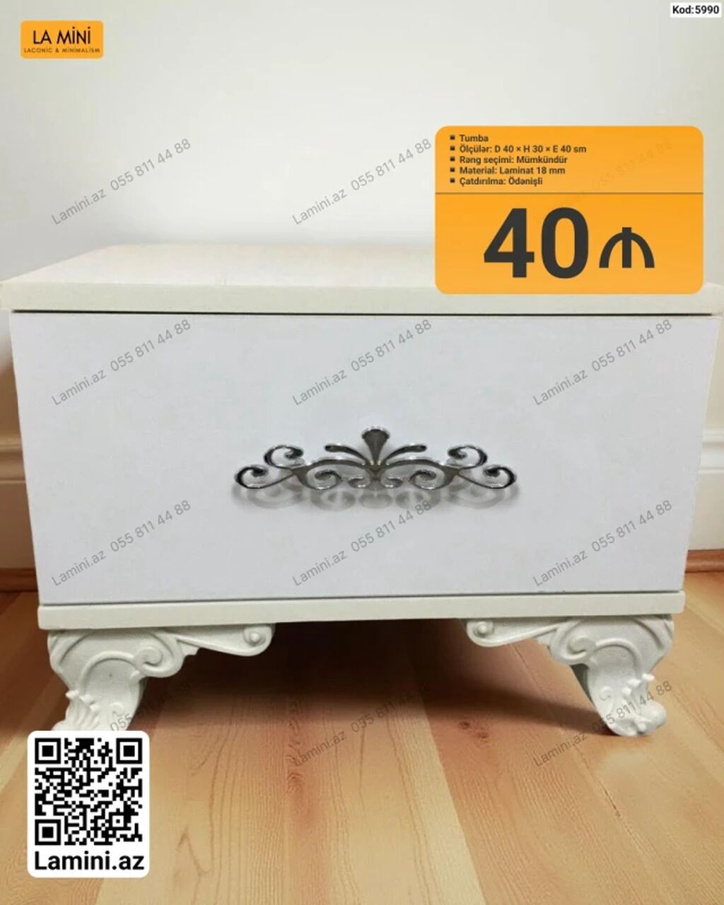 La Mini tumba • Ölçülər: D 40 × H 30 × E 40 sm • Rəng seçimi — Mebel, Bakı