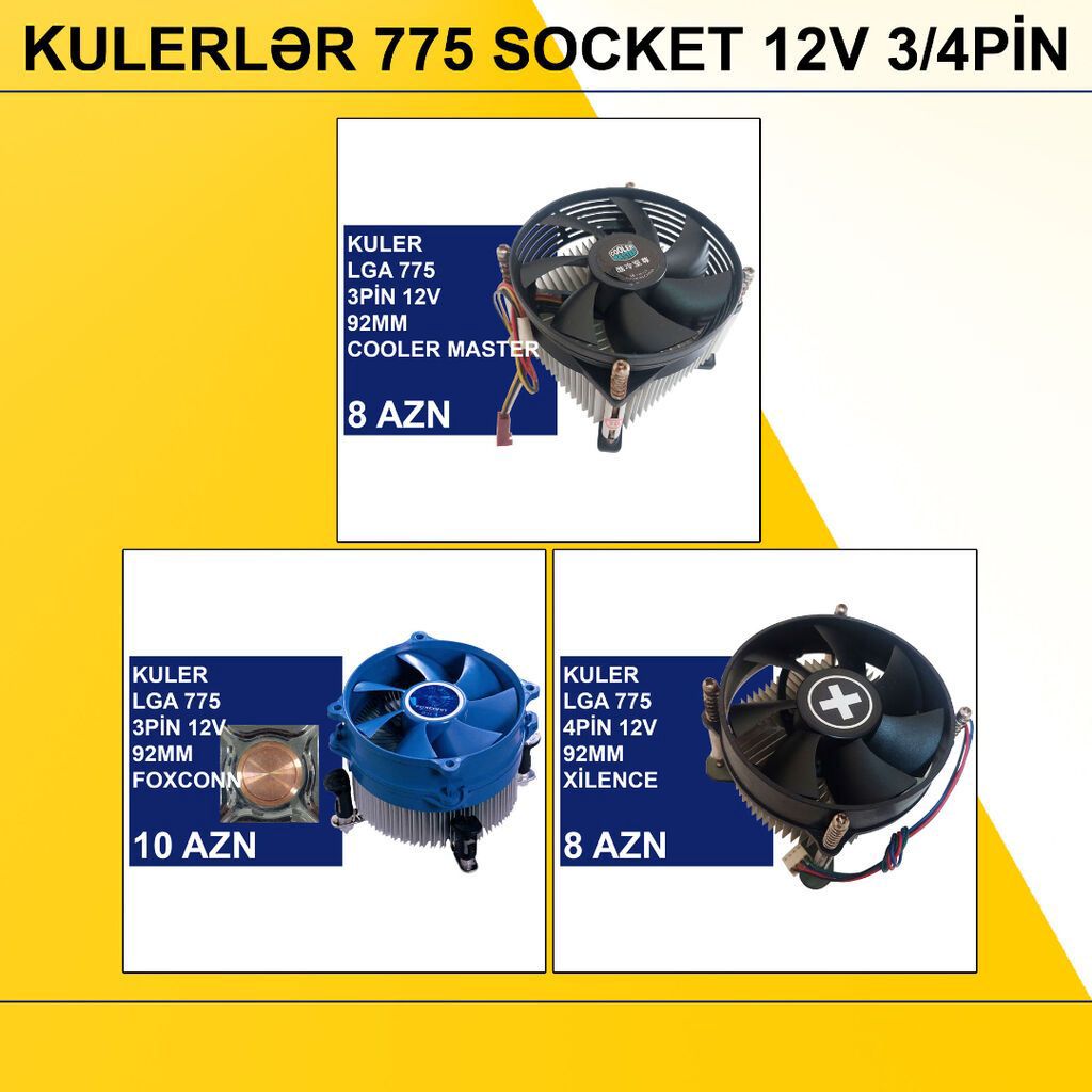 Kulerlər “775 socket 12v 3/4pin” ⭐Kuler 775 socket 12v 3/4pin - 8 AZN