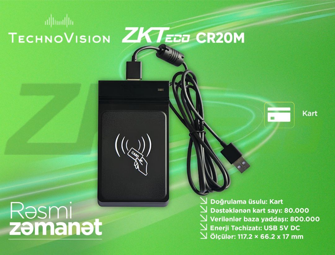 ZKTeco CR20M USB Card Reader — Təhlükəsizlik sistemləri, Bakı