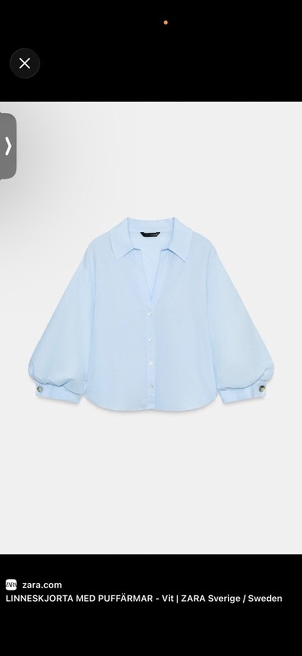 Məhsul: ZARA – Kətan qarışımlı puff qol köynək - Material: kətan — Şəxsi əşyalar, Bakı (2)
