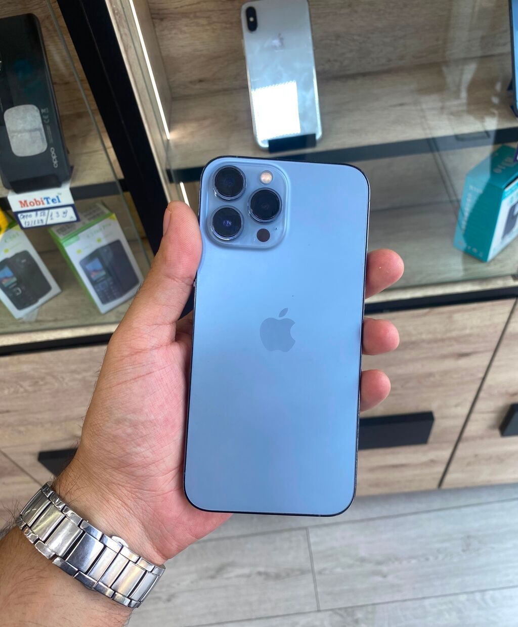 IPhone 13 Pro Max, 128 GB, Sierra Blue, Zəmanət, Simsiz şarj, Face ID — Apple iPhone, Digah