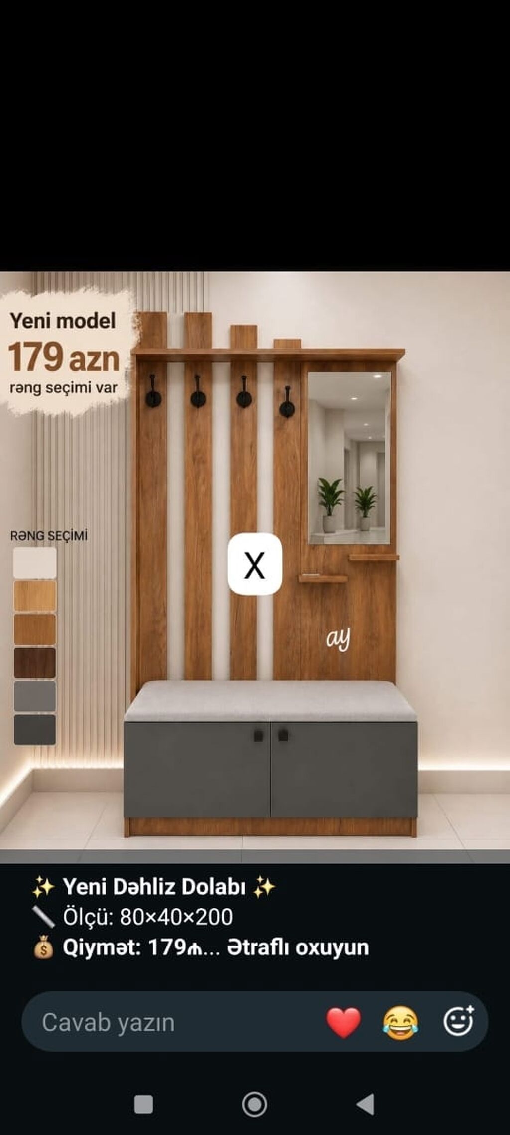 Yeni Dəhliz Dolabı – yeni model - Ölçü: 80 × 40 × 200 sm - Qiymət — Mallar, Bakı