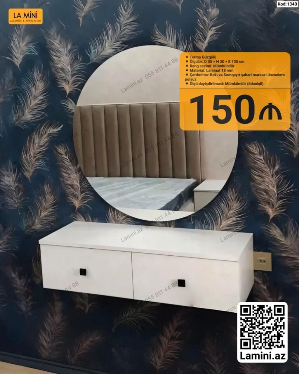 Siyirməli, Polkasız, Sadə laminat, Zəmanətsiz, Kredit yoxdur, Pulsuz quraşdırılma — Mebel, Bakı
