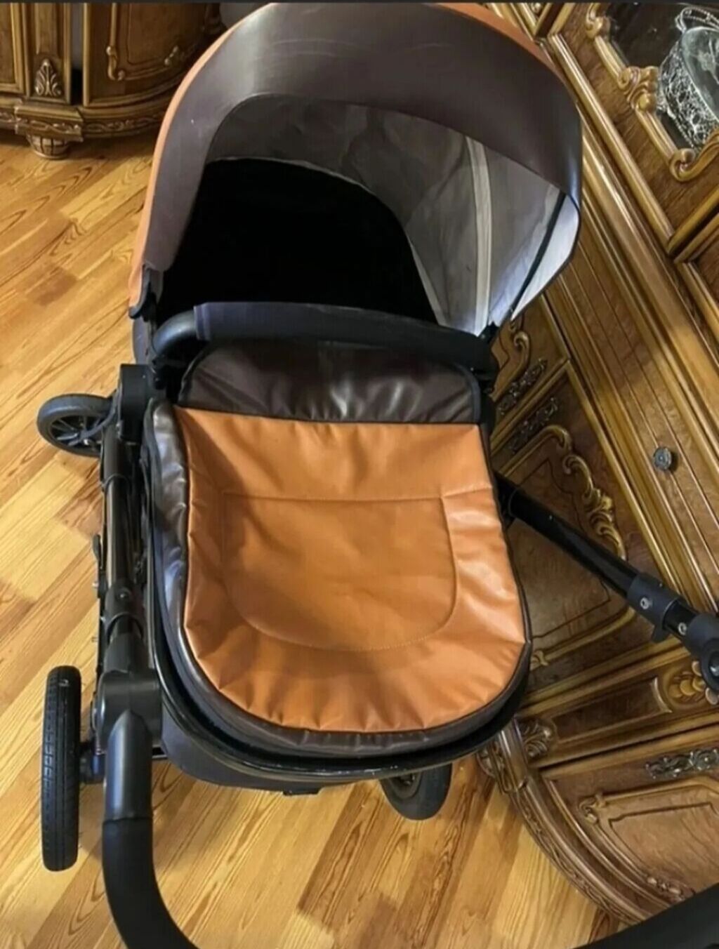 Uşaq arabası narıncı-qara rəngdə, yaxşı vəziyyətdə — Uşaq nəqliyyatı, Xaçmaz (2)