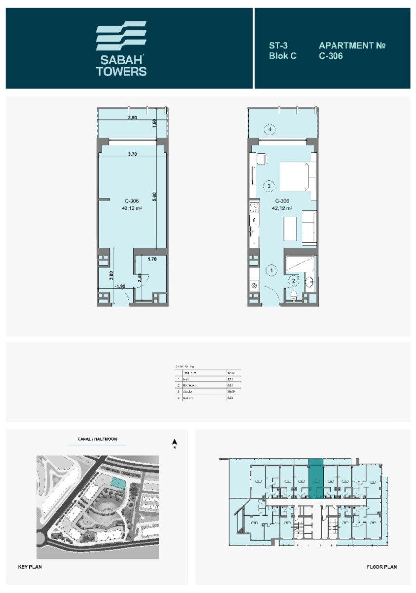 Satılır 1 otaqlı yeni tikili 42.1 m² — Mənzil, Bakı (8)