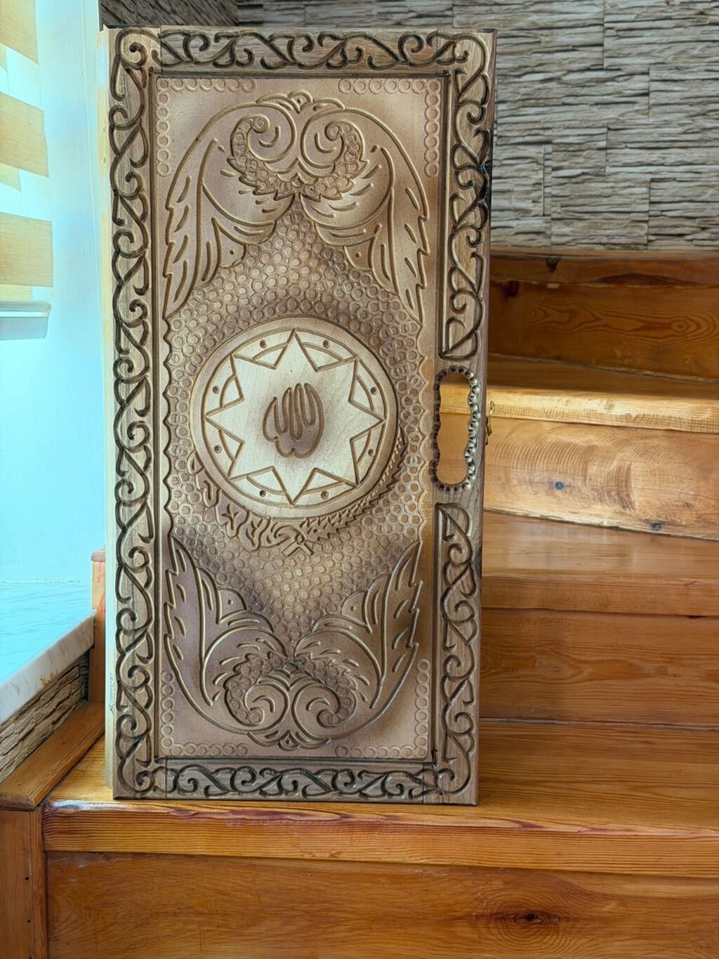 Ağacdan əl oyma nərd dəsti - Material: möhkəm təbii ağac - Üslub: əl — İdman və istirahət, Masazır (2)