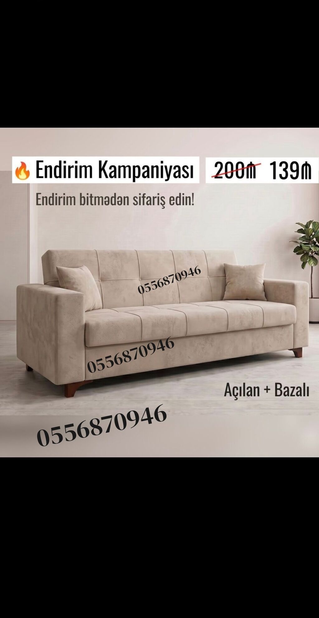 Divan, Yeni, Açılan, Bazalı, Parça, Ödənişli çatdırılma — Mebel, Bakı (10)