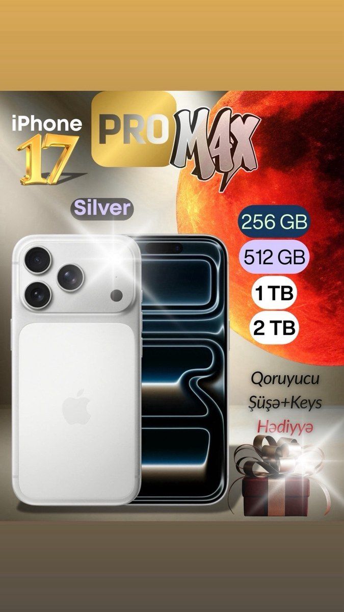 Apple iPhone 17 Pro Max Silver 256GB/12GB — Mallar, Bakı
