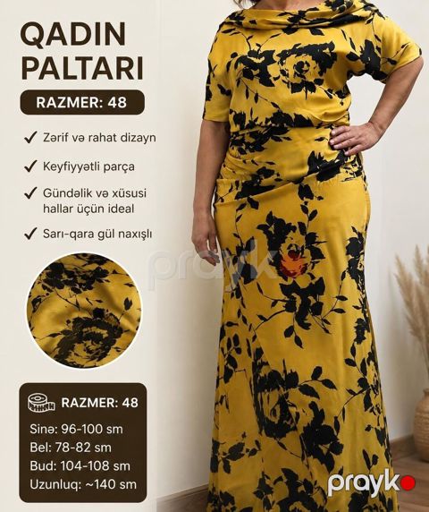 Qadın paltarı – Razmer: 48 - Zərif və rahat dizayn - Keyfiyyətli
