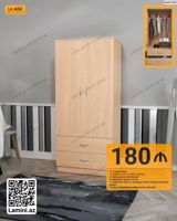 2 qapılı dolab – La Mini (Kod: 6166) - Ölçülər: E 90 × H 200 × D 47 — Furniture