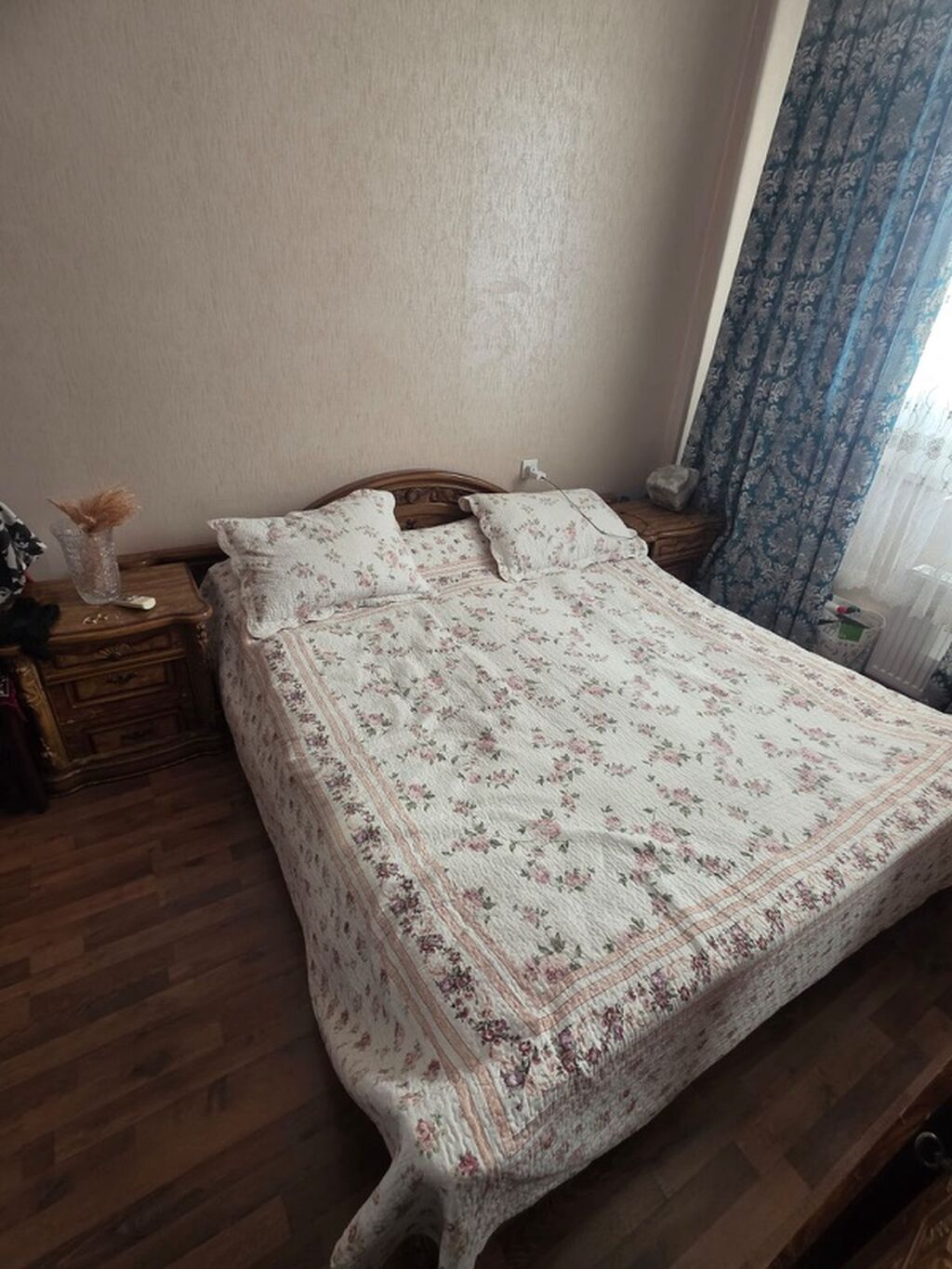 Yataq otağı mebel dəsti - Iki nəfərlik taxta çarpayı (başlıqla) - 2 — Mebel, Bakı