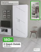 2 qapılı geyim dolabı - Ölçü: 47 × 200 × 90 sm - Material: 18 mm — Mebel