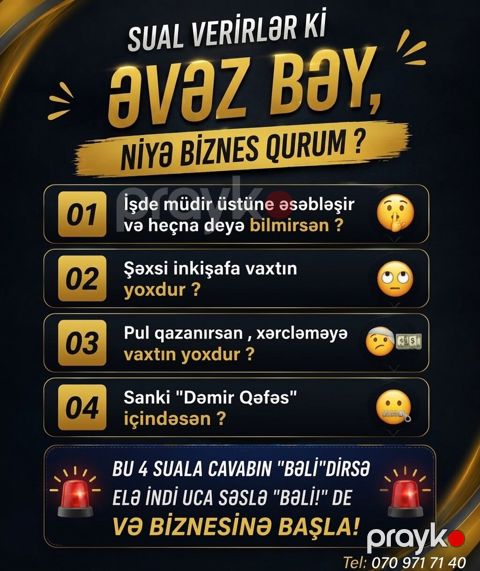 Biznesə başlamaq üçün motivasiya və istiqamət axtaranlar üçün xidmət — Bakı