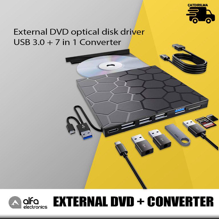 External DVD optical disk driver USB 3.0 + 7 in 1 Converter — Elektronika, Bakı