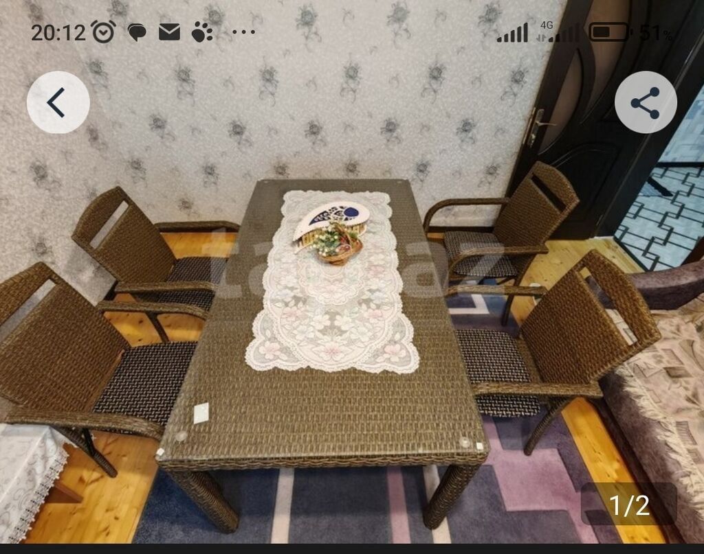 Balkon üçün, Yeni, Açılmayan, Dördbucaq masa, 6 stul — Mebel, Bakı (2)