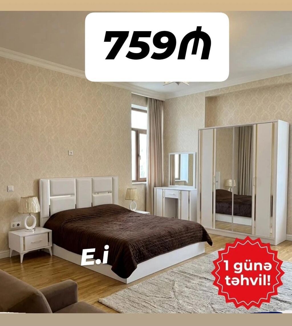 Yataq otağı mebel dəsti – 759₼ Ağ rəngli, modern dizaynlı tam