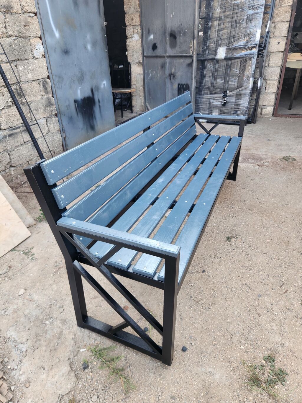 Metall karkaslı bağ skamyası - Material: qalın divarlı metal profil — Skamyalər, Bakı (4)