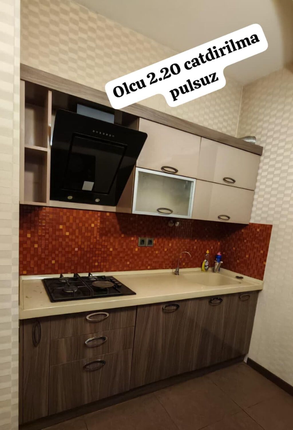 Metbex mebeli ölçüsü 2.20sm üzərində təkcə moykası var qaz asp