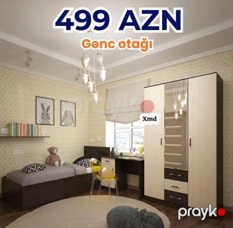 Gənc otağı mebel dəsti – 499 AZN Komplektə daxildir: - Tək nəfərlik