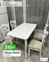 Masa dəsti – 70×120 sm Tərkibi: - 1 ədəd düzbucaqlı masa - 4 ədəd — Mebel