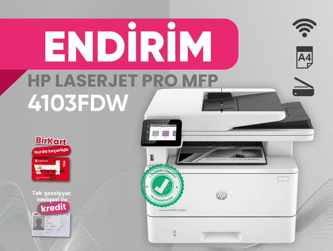 Printer HP LaserJet Pro MFP 4103fdw (2Z629A) — Elektronika, Bakı