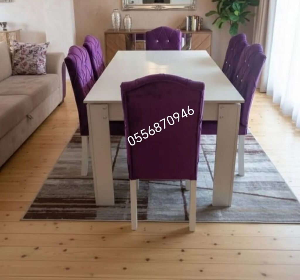 Qonaq otağı üçün, Yeni, Açılmayan, Dördbucaq masa, 6 stul — Mebel, Bakı (2)