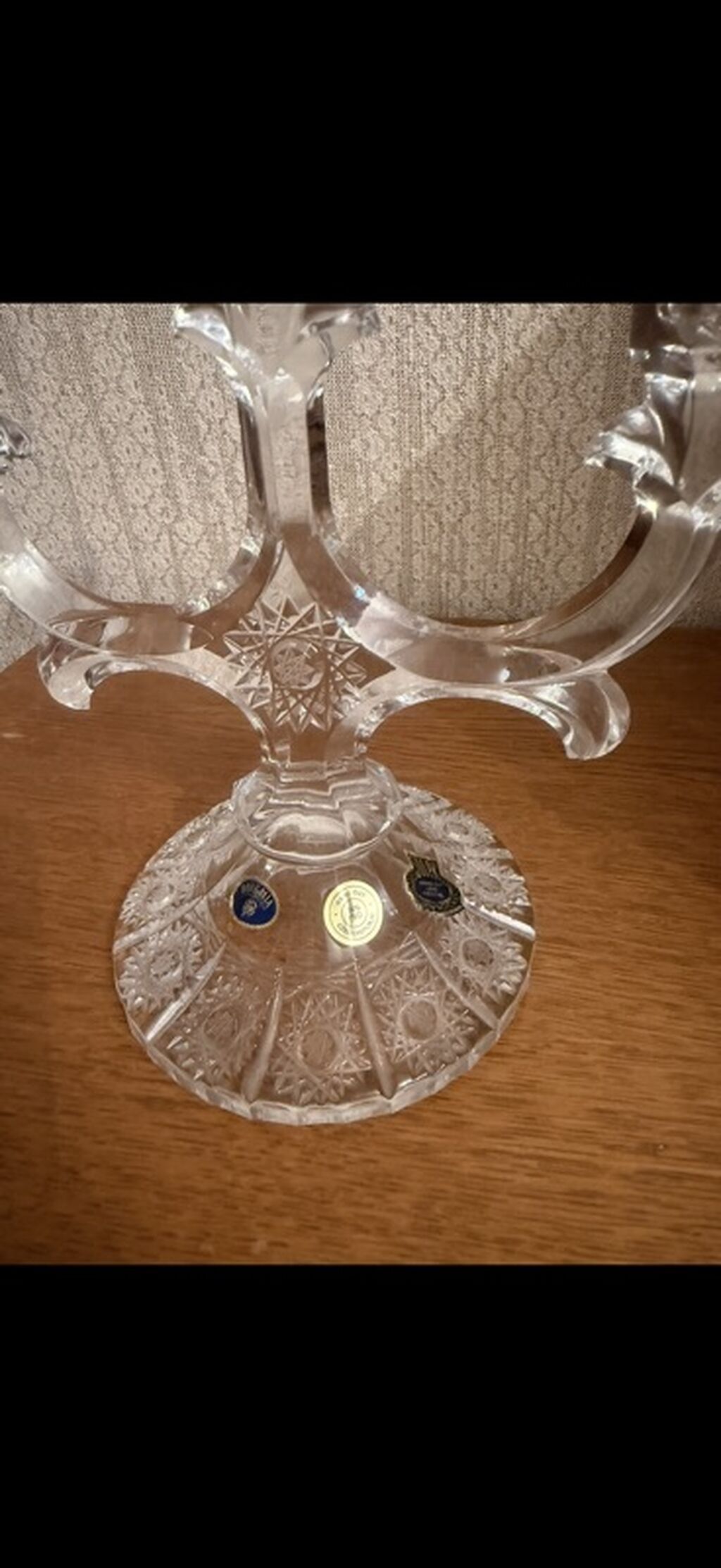 Kristal üçşamdanlı şamdan bohema - Material: Şəffaf kəsimli kristal — Mallar, Bakı (2)