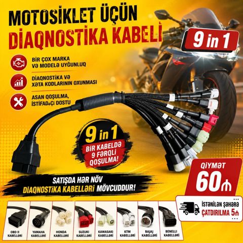 Motosiklet üçün diaqnostika kabeli. 🚍🚍🚍Diaqnostika kabelləri Lənkəran
