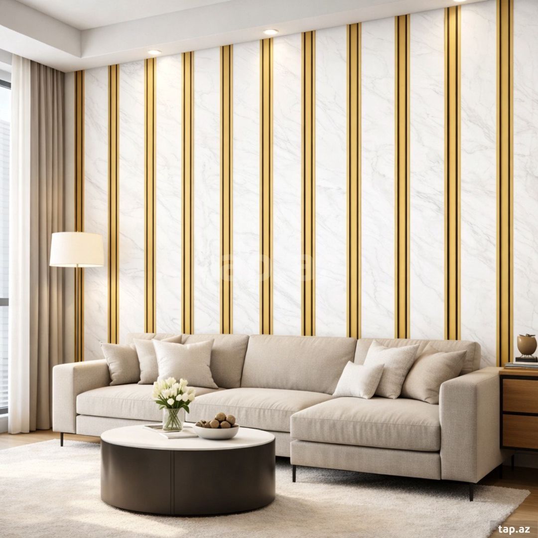 Dekorativ divar paneli 6156A, qızılı, 280x120 sm — Mallar, Bakı