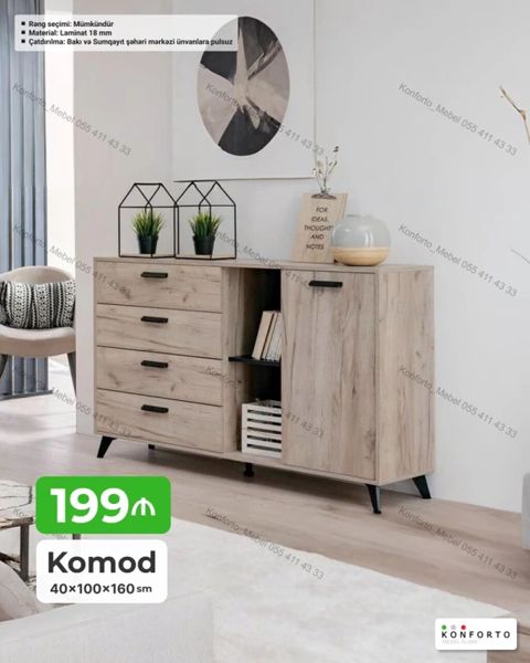 Komod – 40×100×160 sm - Material: 18 mm laminat - Rəng seçimi