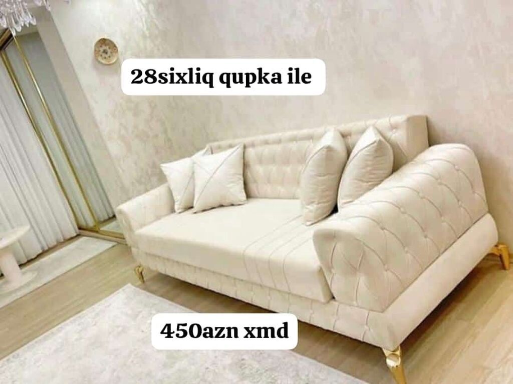 Klassik üslubda krem rəngli divan - Material: yumşaq parça üzlük — Mebel, Bakı