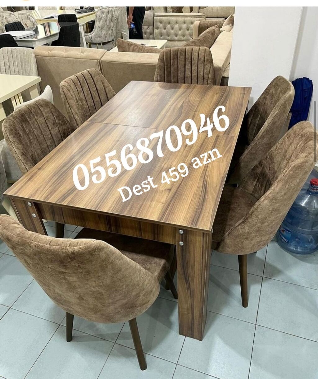 Qonaq otağı üçün, Yeni, Açılmayan, Dördbucaq masa, 6 stul — Mebel, Bakı (5)