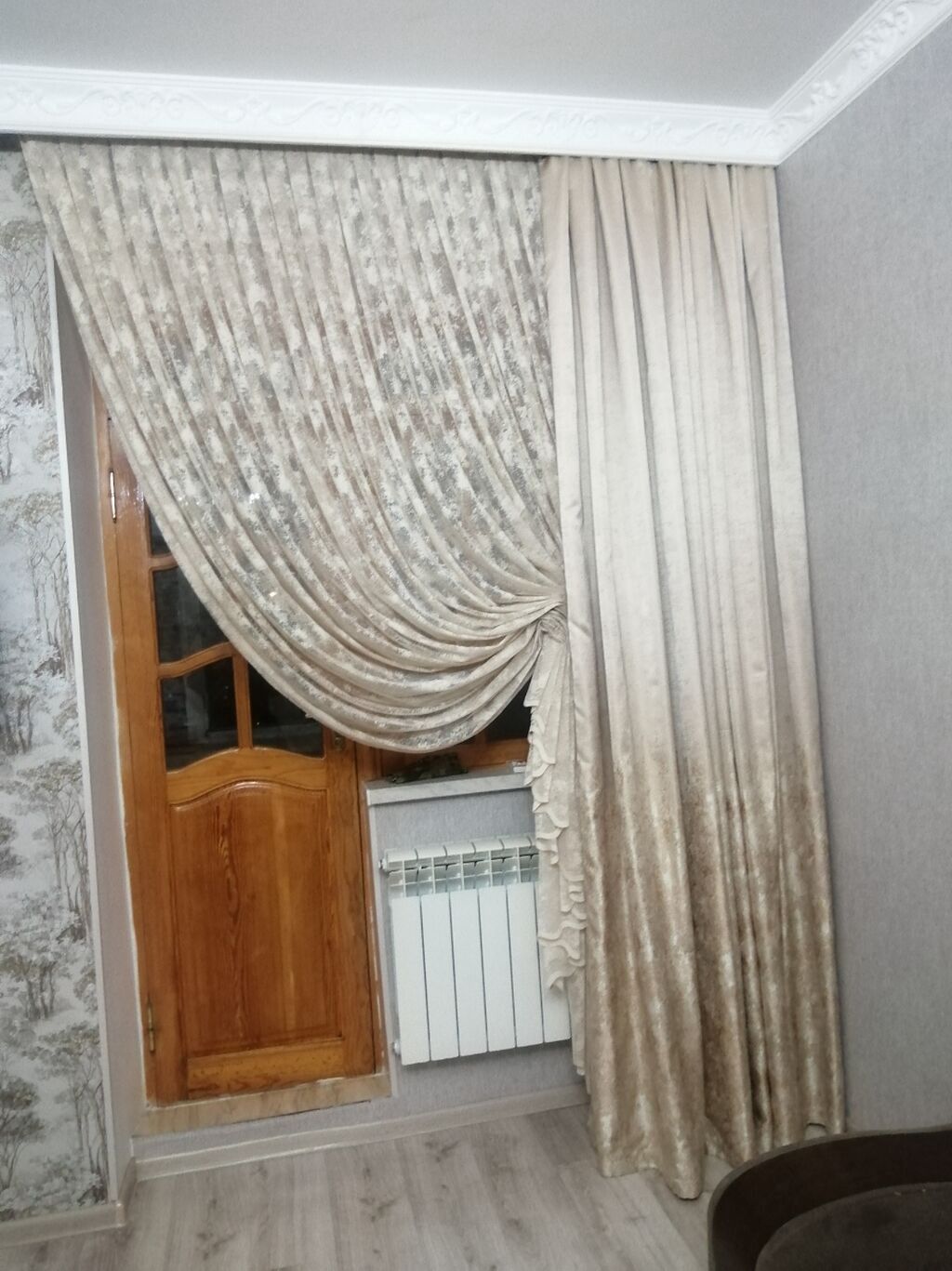 Pərdə dəsti – zərif krem/bej tonlarında 2destdir.1desti aparatla — Mallar, Sanqaçal (2)