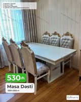 Masa dəsti – 100×200 sm - Stol mexanizmi: açılmayan - Stul sayı: 6 — Mebel