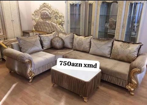 Klassik üslubda künc divan dəsti - Material: atlas effektili, yumşaq — Ucuz serfeli Mebel — Soft furniture sets