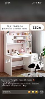 Yazı/kompüter/iş masası - Ölçü: 120×160×50 sm - Geniş iş səthi, alt — Mebel