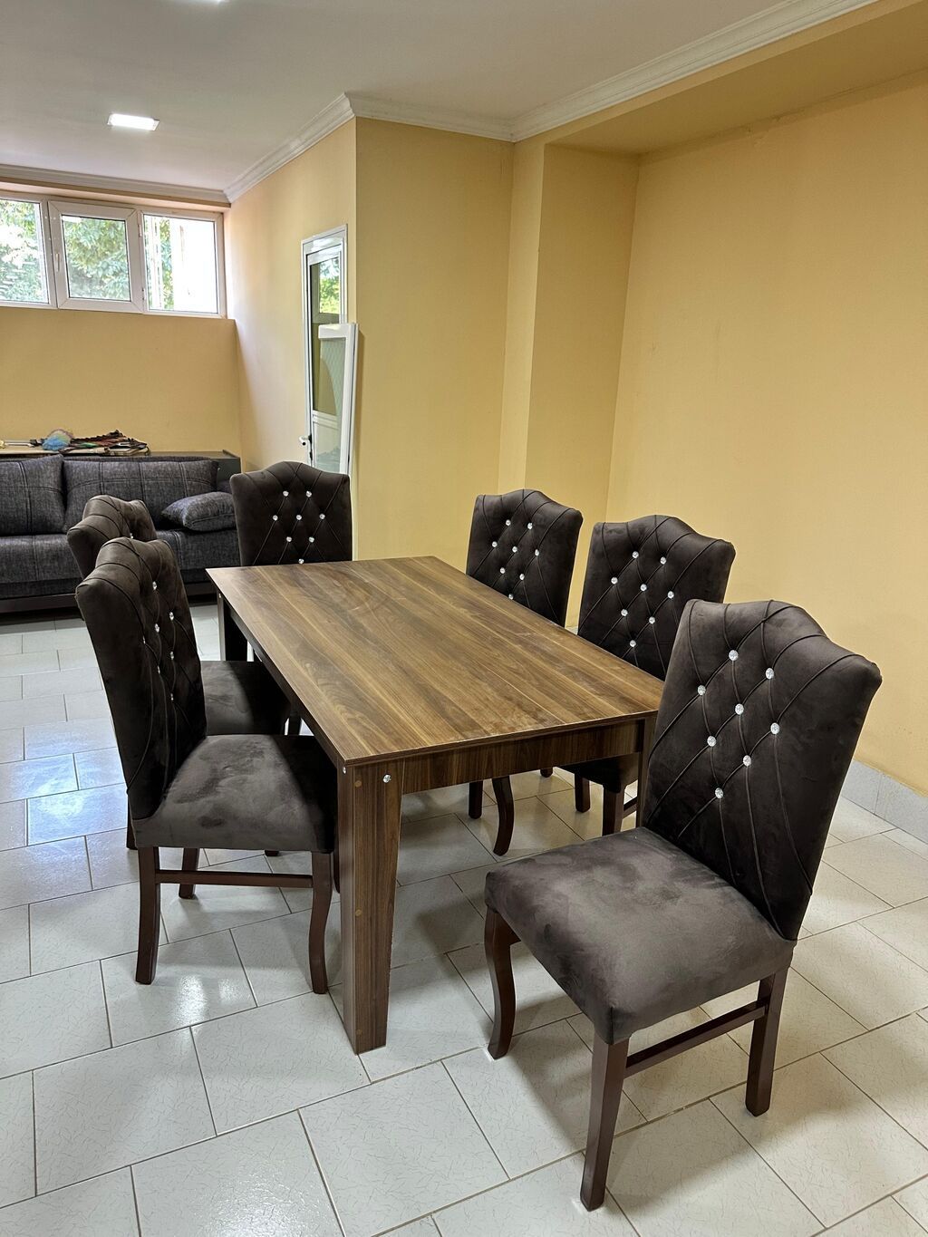 Yeni, Açılmayan, Dördbucaq masa, 6 stul — Mebel, Bakı (2)