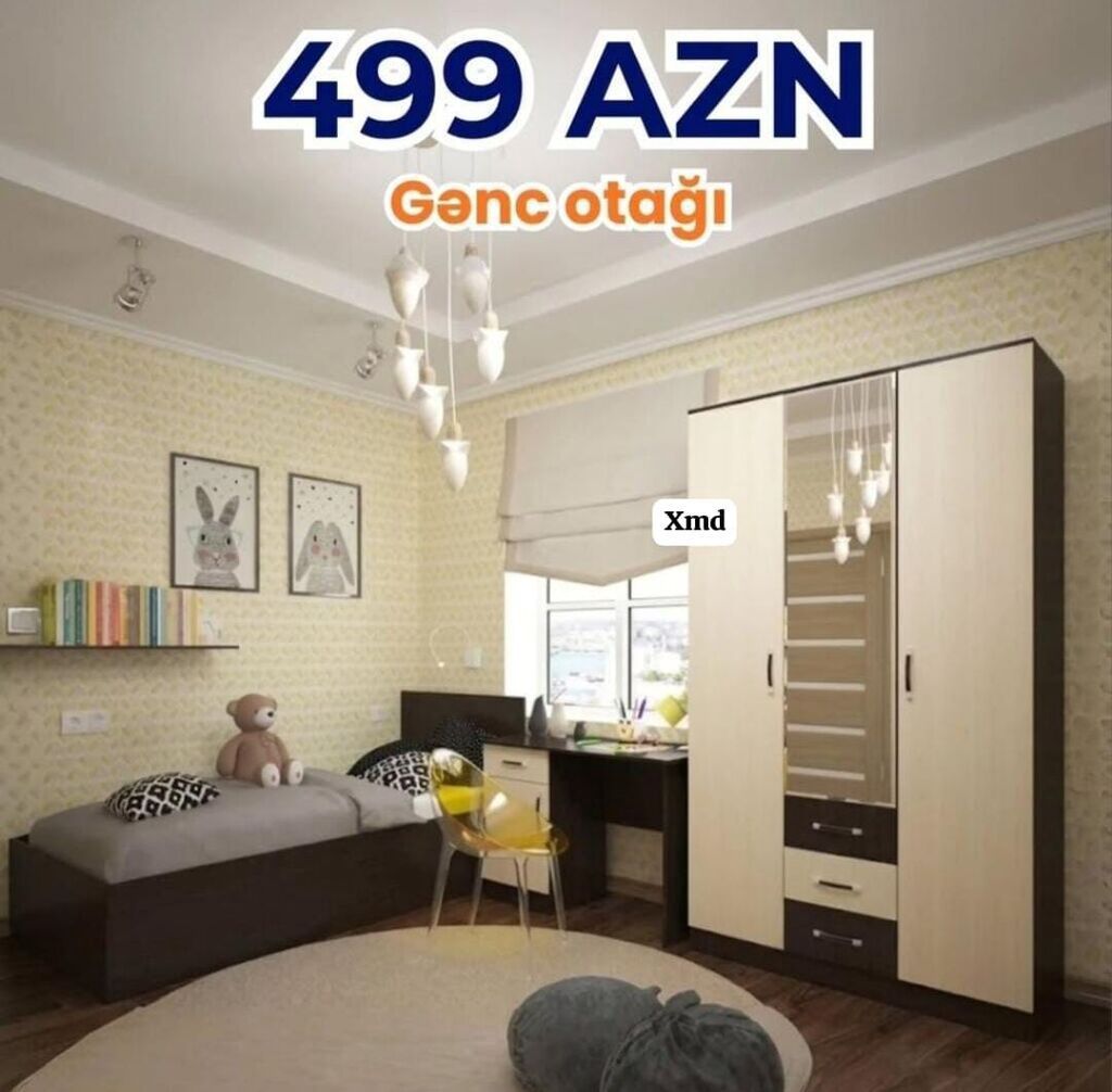 Gənc otağı mebel dəsti – 499 AZN Komplektin tərkibi: - Tək nəfərlik