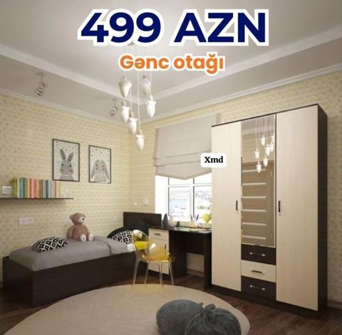 Gənc otağı mebel dəsti – 499 AZN Komplektin tərkibi: - Tək nəfərlik — Ucuz serfeli Mebel — Yataq otağı mebel dəstləri